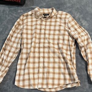Banana Republic Men's Casual Plaid Shirt in Brown and White